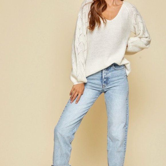 Ivory V- Neckline Sweater - Picture 4 of 5